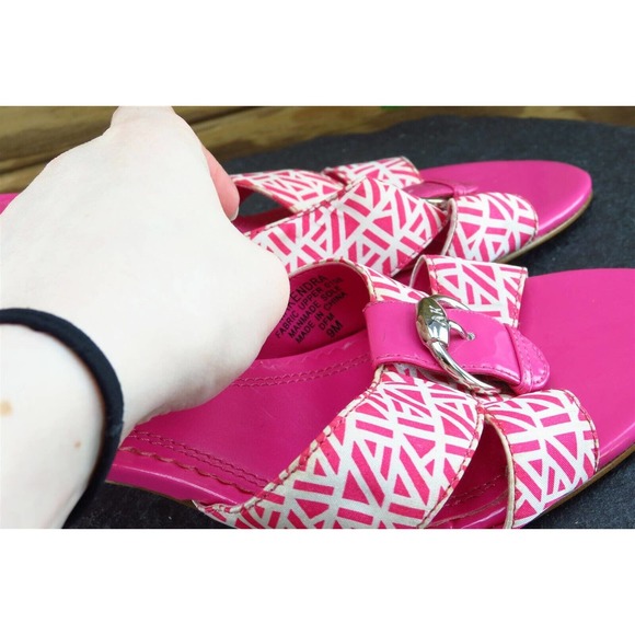 Anne Klein Sz 9 M Pink Slide Fabric Women Sandals - Picture 5 of 9
